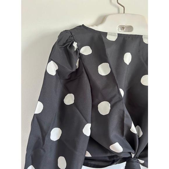Vintage 80s secretary top size 14 polka dots new old stock puff sleeve - Picture 5 of 12